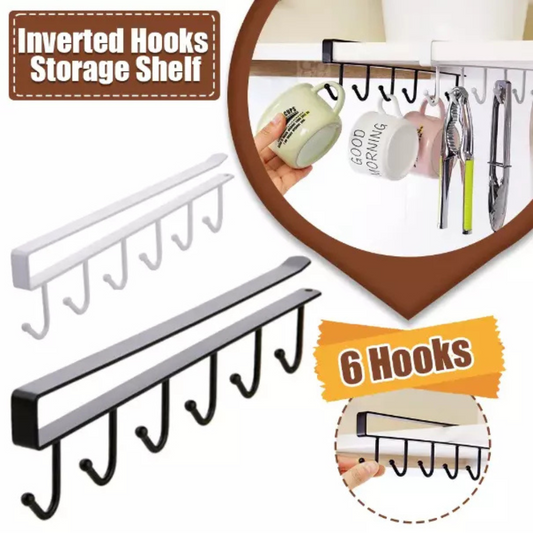 6 Hooks Under Cabinet Hanger Organizer