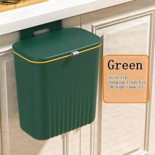 9 Liter Wall Mounted Kitchen Trash Bin, Hanging Waste Bin with Lid