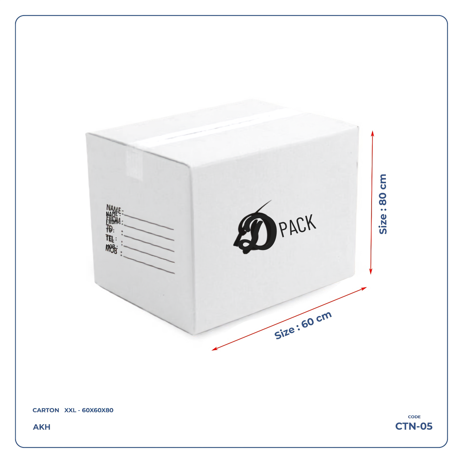 High Quality Corrugated 5 Ply Cardboard Carton Box for Cargo, Moving, Packaging and Storage White 60 x 60 x 80 cm