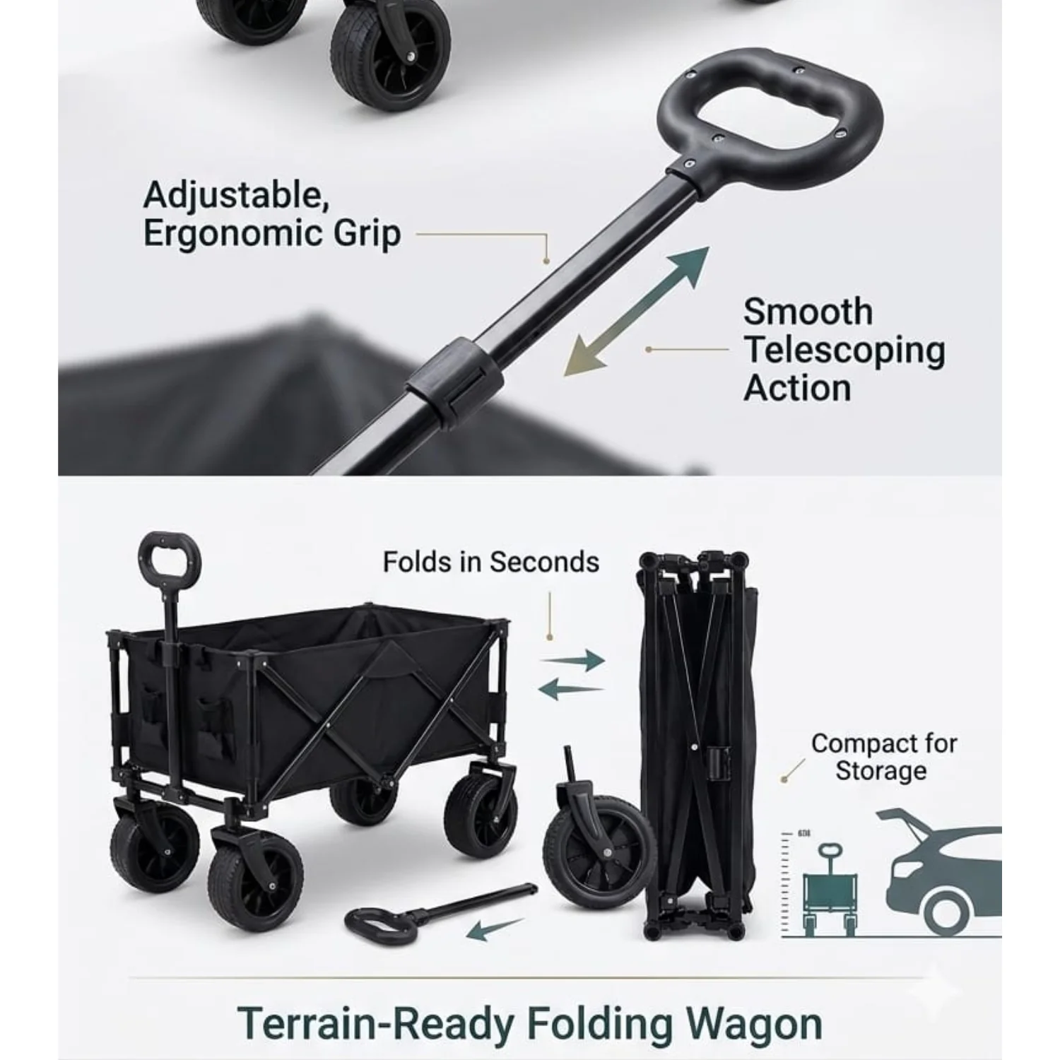 Heavy Duty Folding Wagon Trolley 150Kg Load Capacity SAHTA01