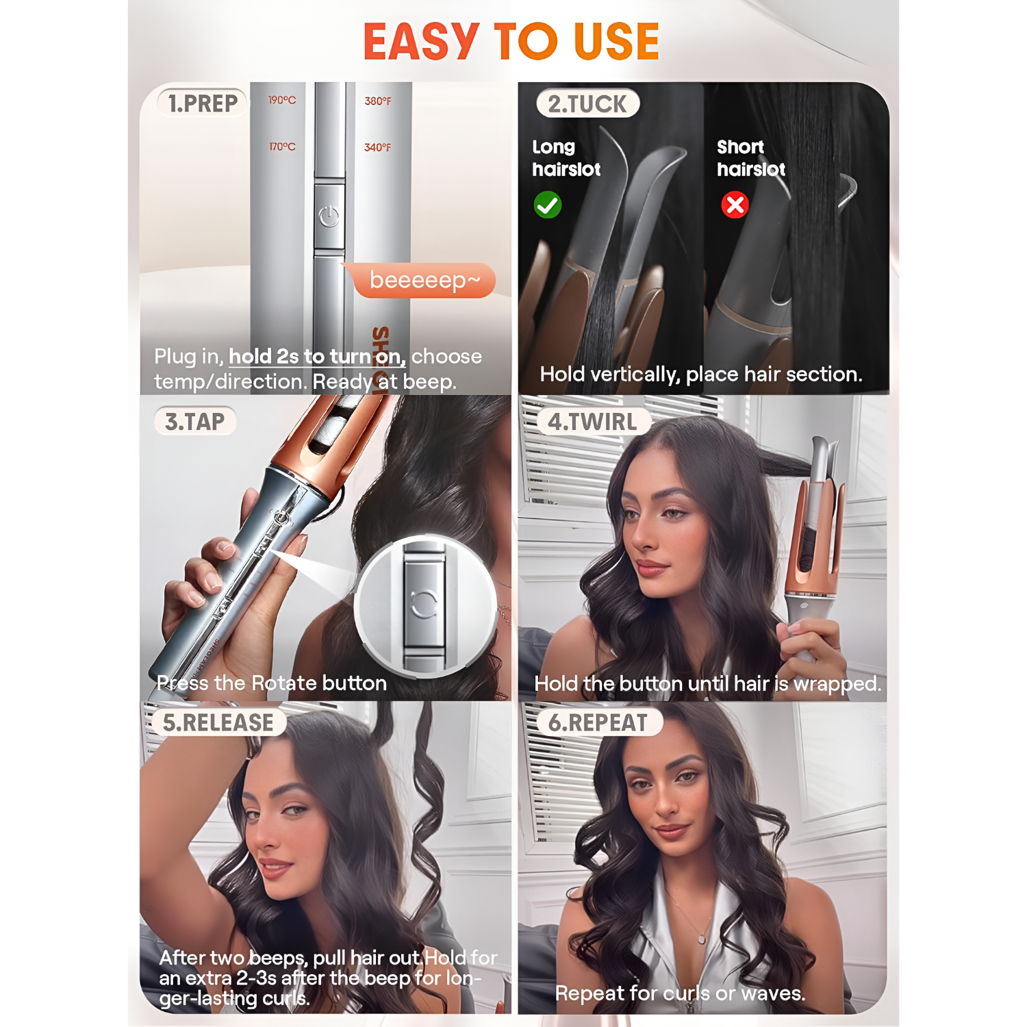 Sheglam It-Curl One-Touch Instant Curler, 25mm Automatic Fast Heating Hair Curler