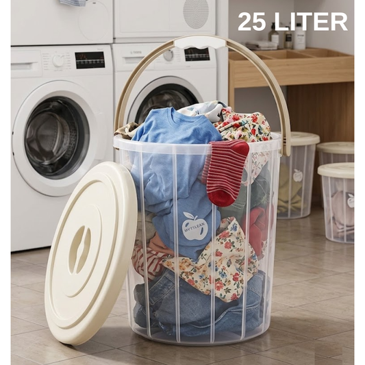 Multi Purpose Transparent Plastic Bucket with Lid and Handle 25 Liter