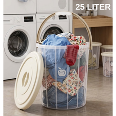 Multi Purpose Transparent Plastic Bucket with Lid and Handle 25 Liter