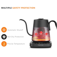 Macnoa MacSpout Kettle 800ml – Barista Precision Gooseneck Coffee Kettle – Durable Stainless Steel, Ideal for Pour Over Brewing