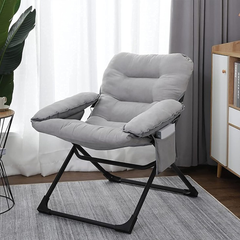 Lazy Lounge Chair Recliner Sofa, Cushioned Relaxing Chair with Side Pocket & Arm Rest Grey