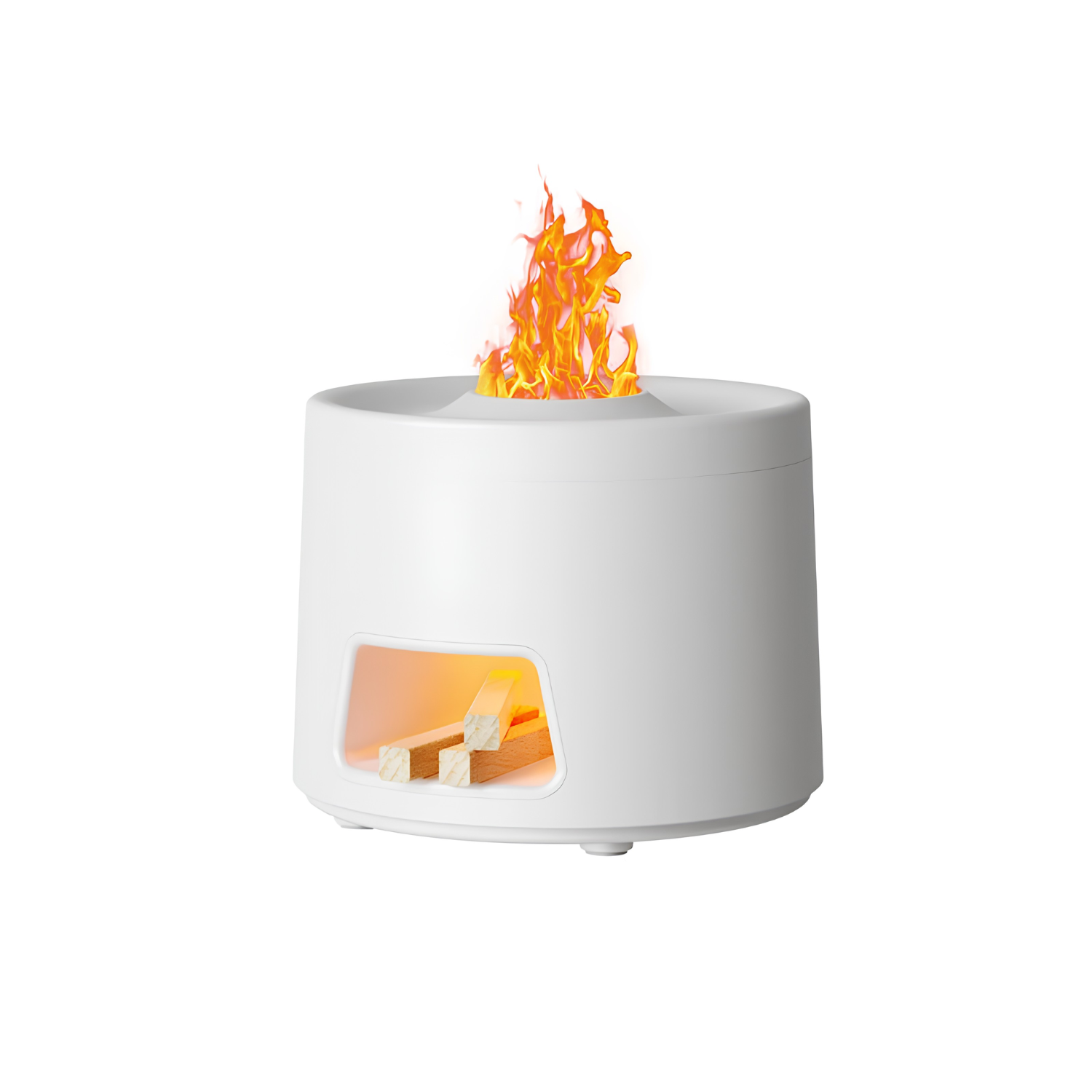 Retro Firewood Flame Stove Aroma Diffuser Humidifier 180ml White