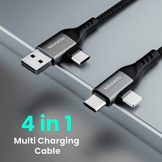 Moxedo 60W 4 IN 1 Multi Charging Cable with USB Type A, Type C & Lightning Connectors
