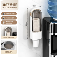 Wall Mounted Disposable Paper Cup Dispenser with Transparent Dustproof Cover