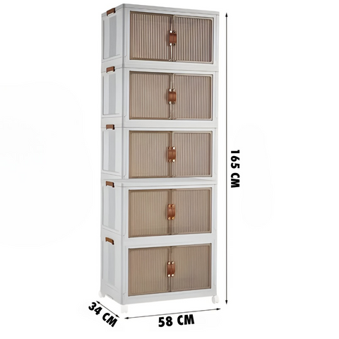 Multi-Layer Stackable Portable Storage Cabinet with Wheels