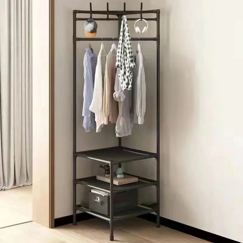 3 Layer Corner Coat Rack with Hooks