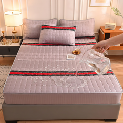 Quilted Waterproof Fitted Size Mattress Protector Bed Sheet with 2 Pillow Cases