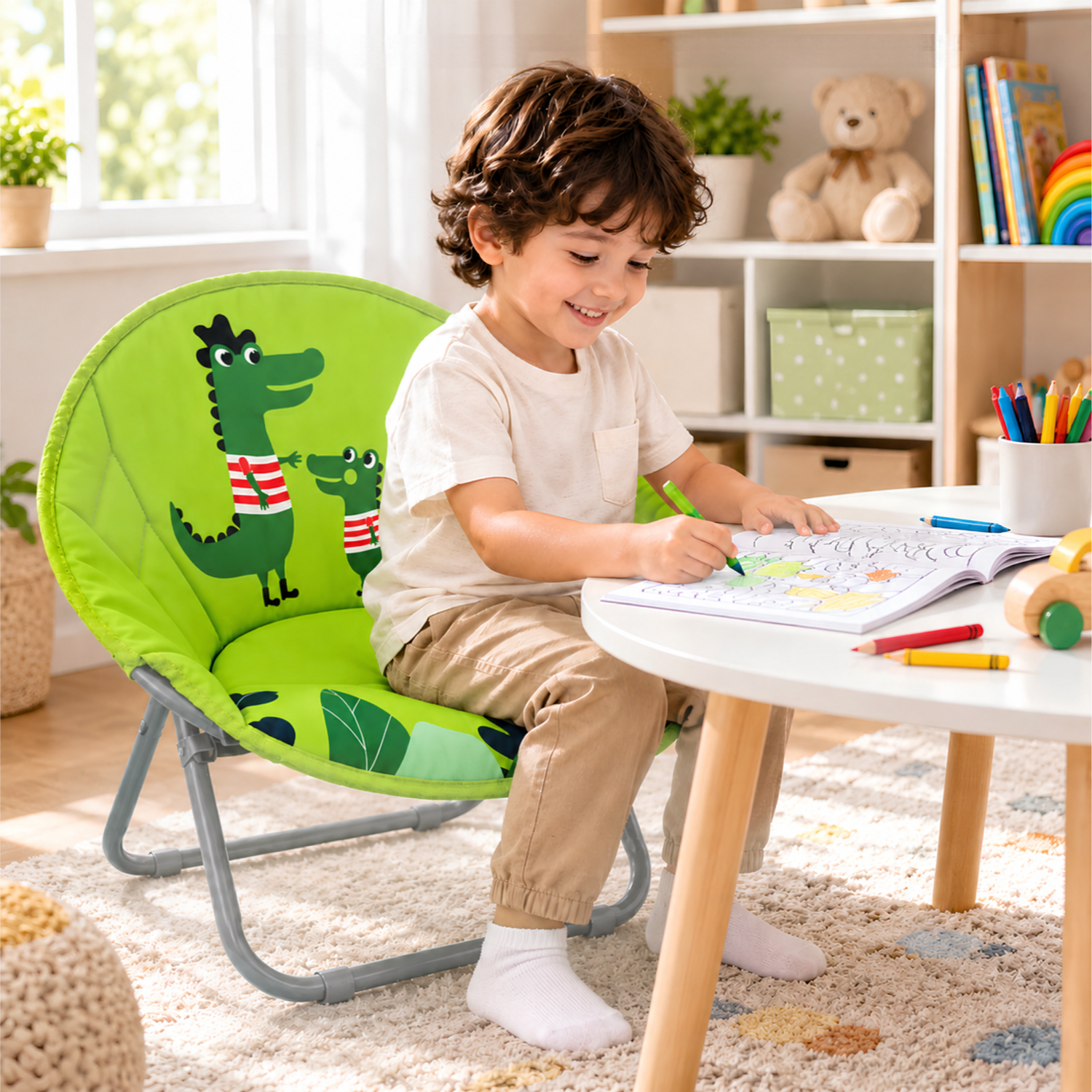 Kids Folding Animated Character Moon Chair for Indoor and Outdoor Use
