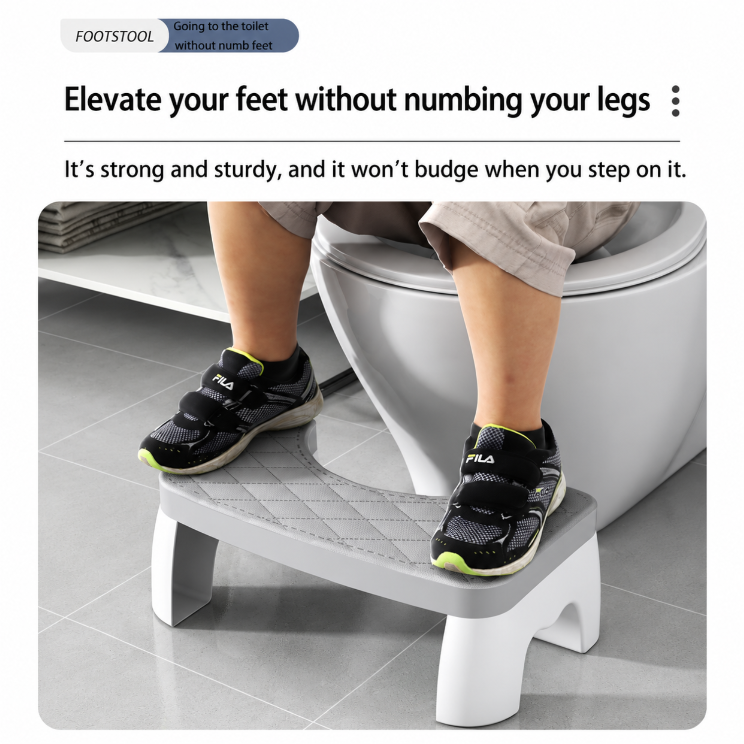 Bathroom Toilet Stool, 35° Ergonomic Toilet Footstool