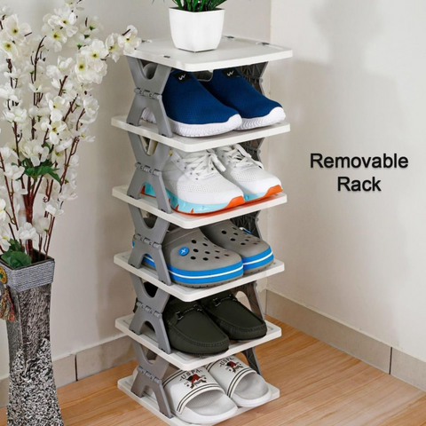 6 Layer Stackable Folding Shoe Rack for Entryway