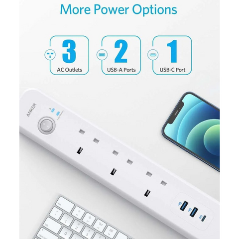 Anker PowerExtend 6 IN 1 Power Strip - WHITE A9136K21