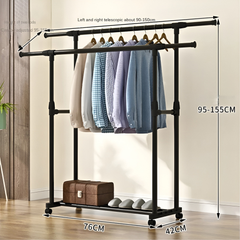 Adjustable Cloth Hanging Rack with Wheels for Coats, Dress