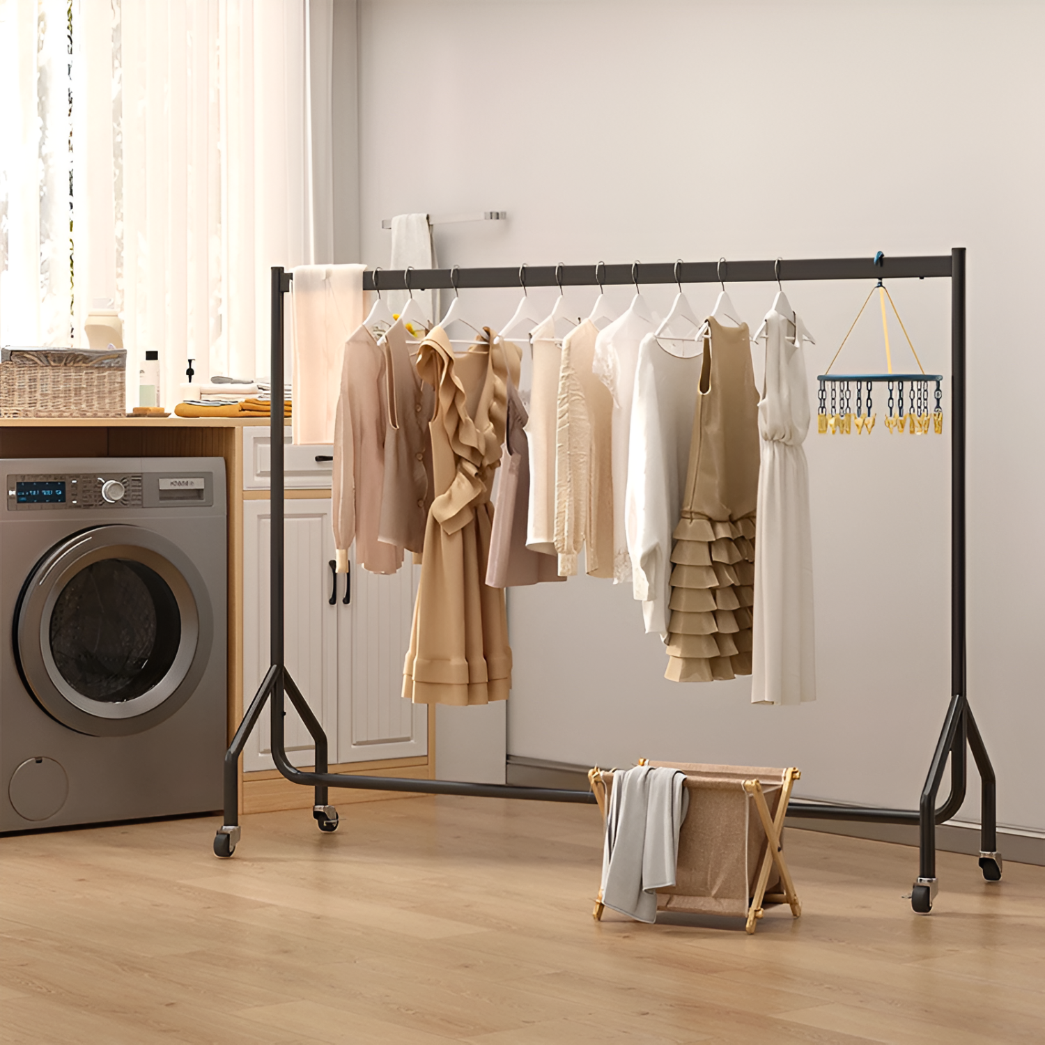 Heavy Duty Clothes Rack with Wheels