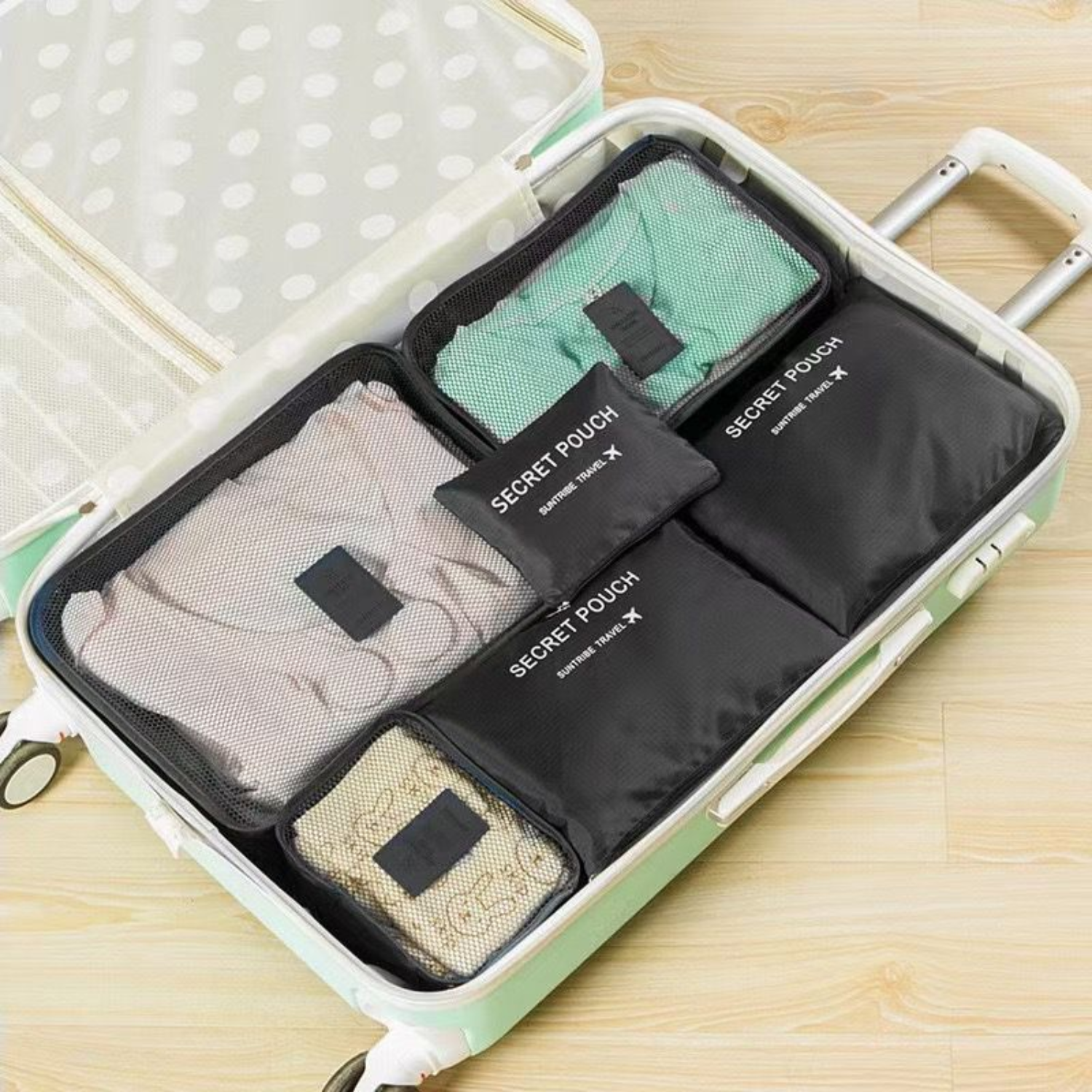 Travel Luggage Organizer Bags 6 Pieces/Set Black