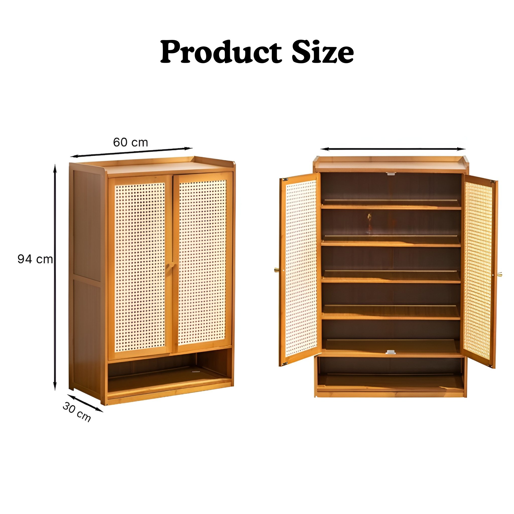 Wooden Shoe Rack with Retro Mesh Doors