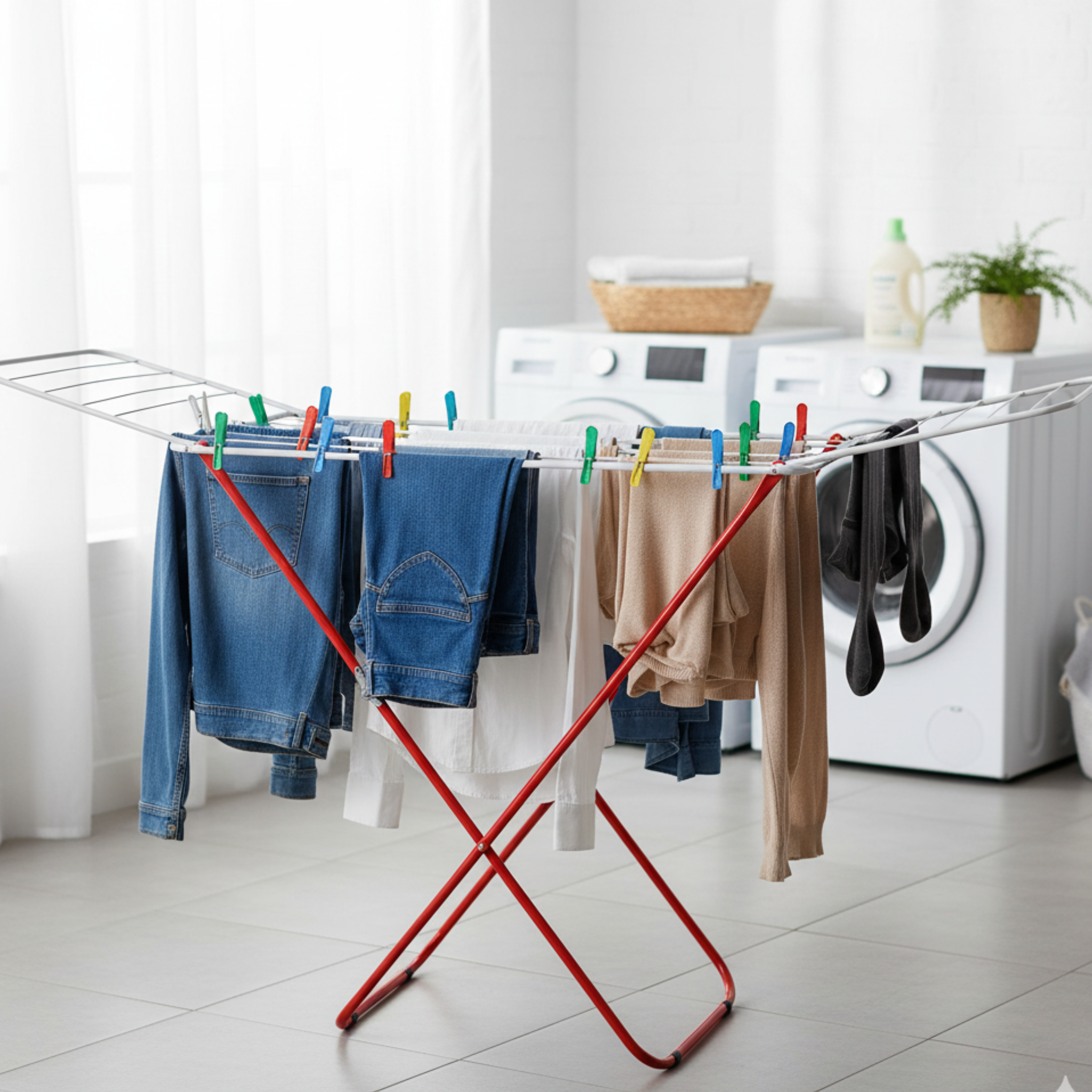 X-Leg Folding Clothes Drying Rack, Indoor and Outdoor Stainless Steel Clothes Airer