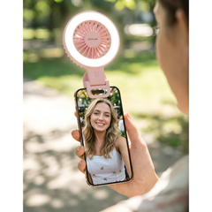 Green Lion Air Glow Clip On Rechargeable Fan with Ring Light