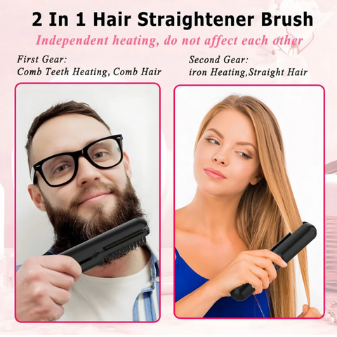 Cordless 2 IN 1 Hair Straightener Brush