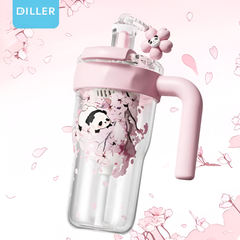 Diller 860ML Panda Plastic Drinking Water Bottle for Girls