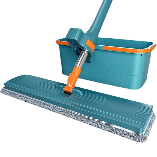 Hands-free Flat Floor Mop with Bucket, Self Squeezing Microfiber Mop