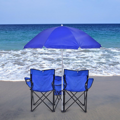 Folding Chairs with Removable Umbrella and Thermal Cooler Storage Bag for Camping, Beach, Fishing