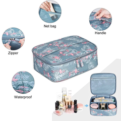 Women's Travel Cosmetics and Makeup Organizer Zipper Bag with Partitions