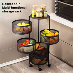 Multi Layer Rotating Round Shaped Kitchen Storage Organizer Rack