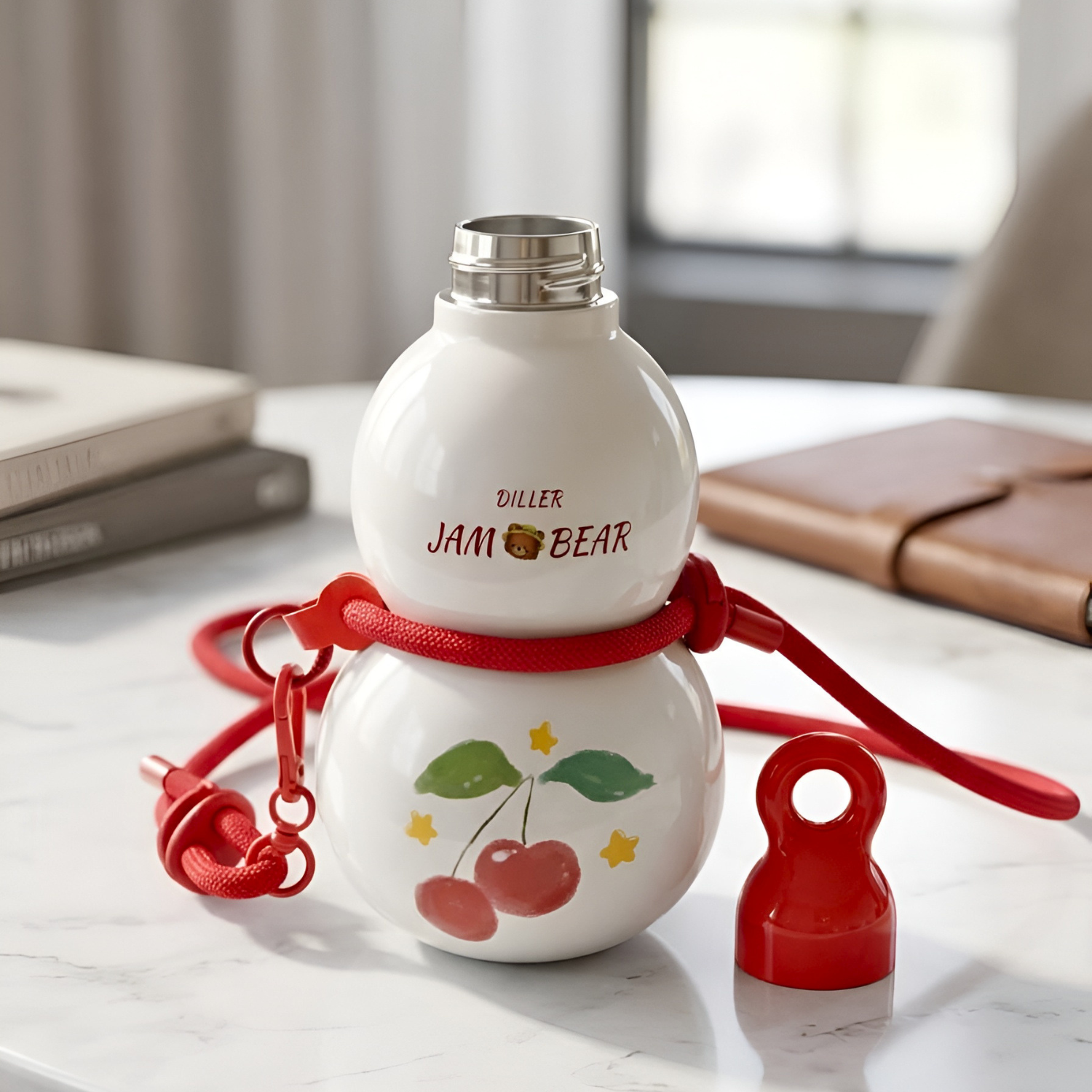 Diller 580ML Cherry Gourd Insulated Stainless Steel Water Bottle for Kids
