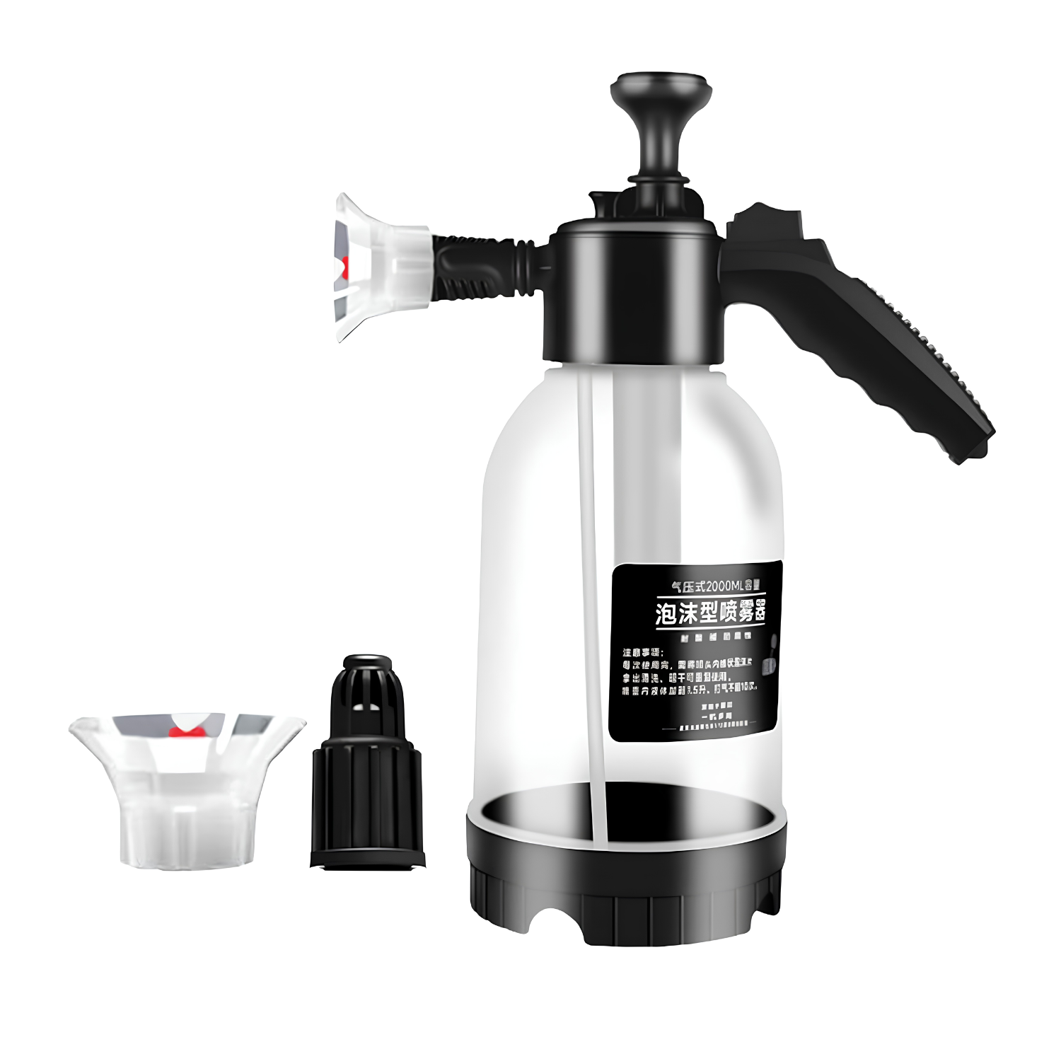 2 Liter Manual Pressure Water Sprayer Bottle for Gardening Black Transparent