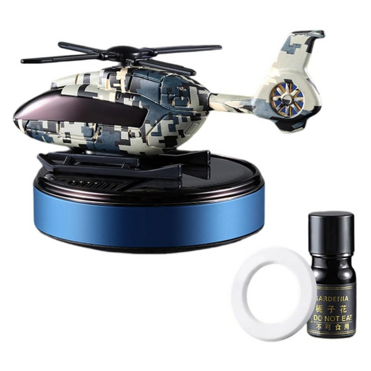Military Helicopter Solar Car Air Freshener Blue