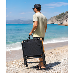 Premium Folding Camping Chair with Wooden Armrests