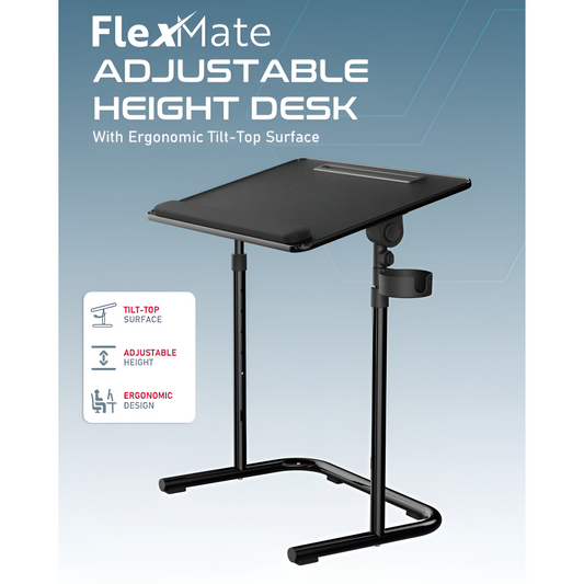 Moxedo FlexMate Adjustable Height Desk for Laptop with Ergonomic Tilt-top Surface