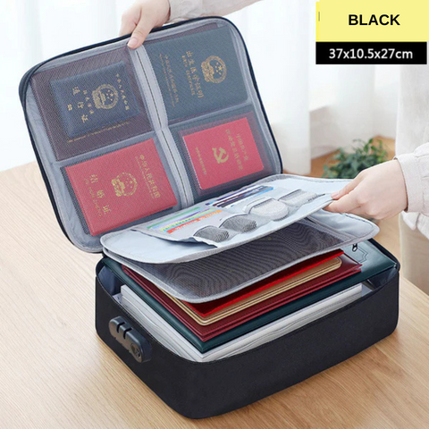 3 Layer Document Organizer Travel Bag with Password Security Lock