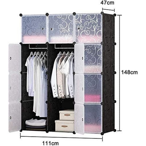 12 Cubes DIY Wardrobe Closet with Doors