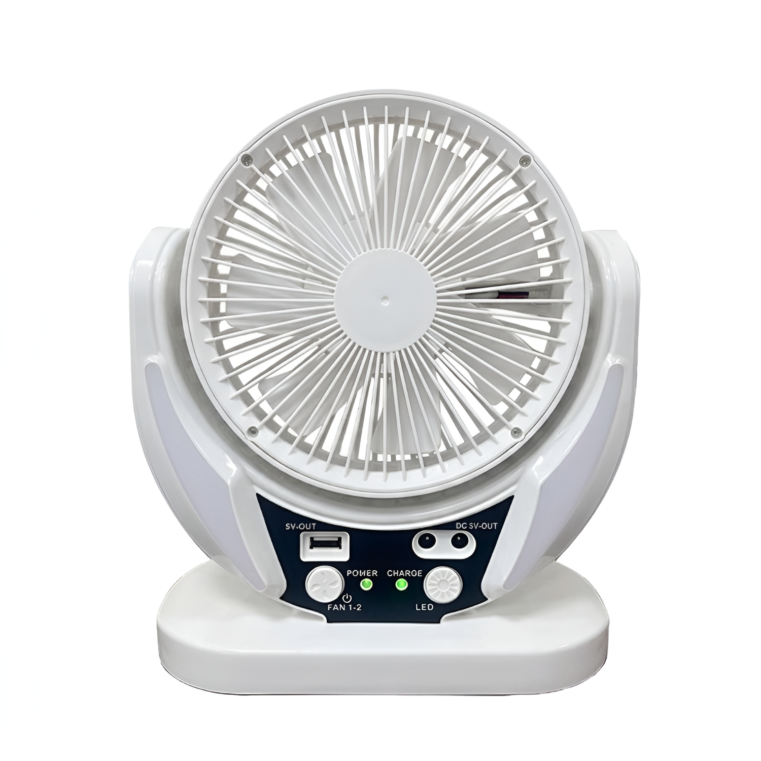 Rechargeable Solar Powered Desk Fan with Extra LED Lighting