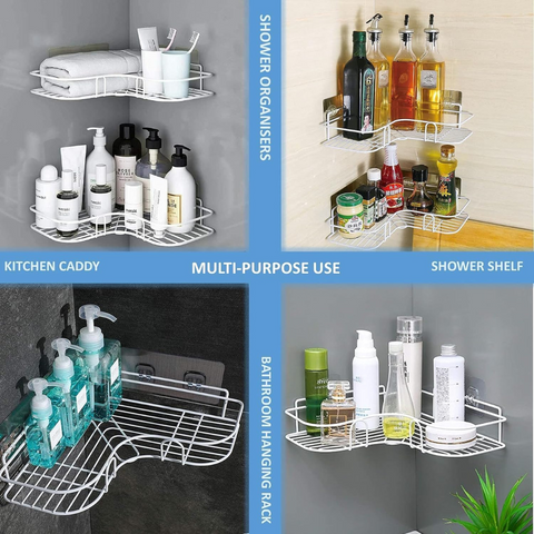 Wall Mounted Bathroom Corner Shelf, Self Adhesive Quick Installation Shampoo Rack