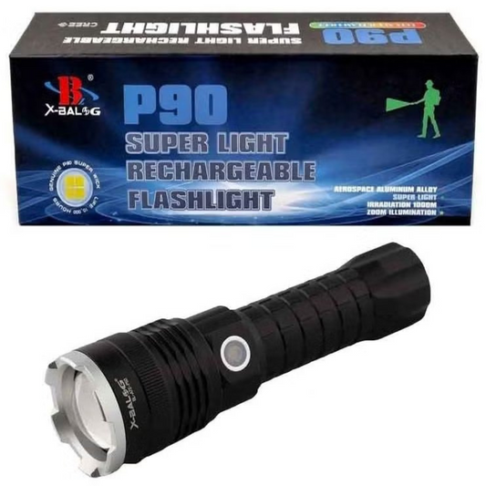 P90 Super Light Rechargeable Flashlight, Long Powerful LED Torch