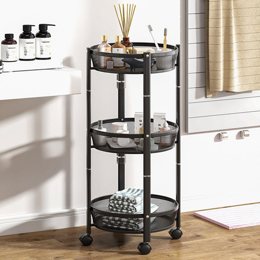 3 Layer Collapsible Folding Vegetables and Fruits Storage Rack Basket with Wheels