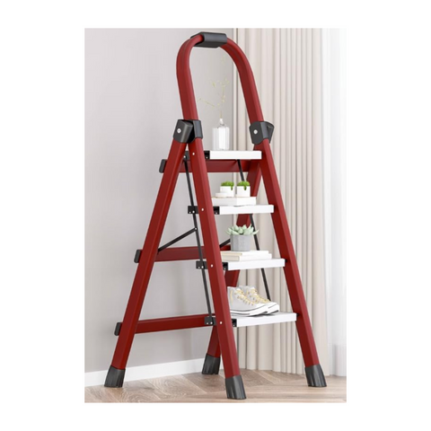 Portable Folding Household Ladder with Wide Anti-slip Pedal and Handle Bar, 150Kg Load Capacity