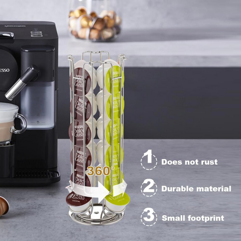 Coffee Pod Holder, 360° Rotating Coffee Capsules Stand