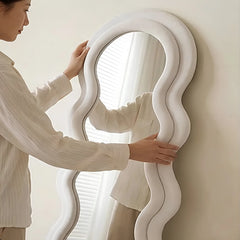 Wavy Irregular Shaped Luxury Full Length Vertical Floor Mirror