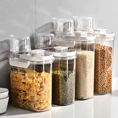 2000ML Airtight Grains and Food Storage Dispenser with Measuring Cup and Lockable Lid