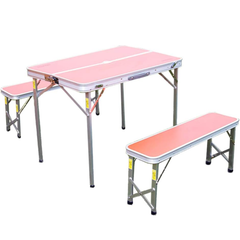 Portable Outdoor Camping Folding Aluminium Picnic Table with Chairs Red