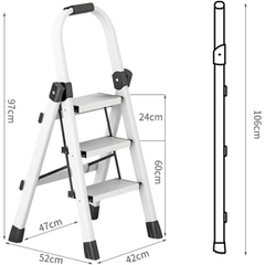Portable Folding Household Step Ladder with Wide Anti-slip Pedal and Handle Bar