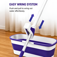 Foldable Flat Mop Bucket Set with Self Wringing Microfiber Cleaner