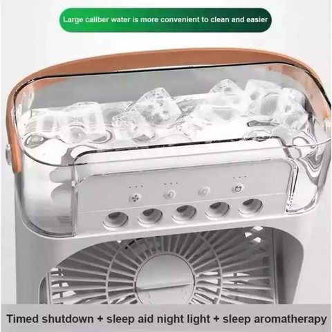 Portable Air Cooler Desk Fan - with 3 Speed, 5 Mist Spray, Night Lamp and Timer